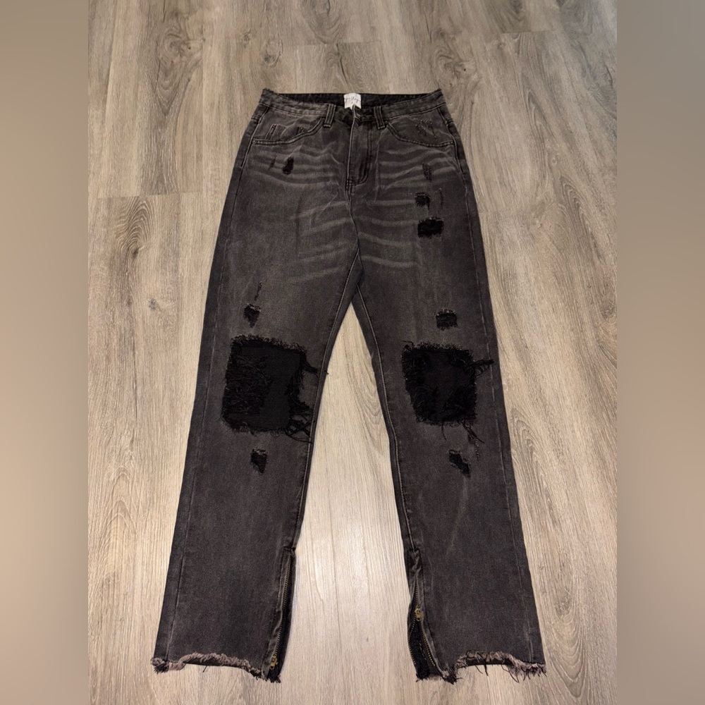 Oh Polly | Black Distressed Jeans